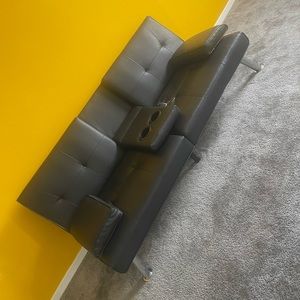 Black leather IKEA couch